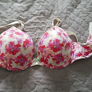 Retro floral push up bra